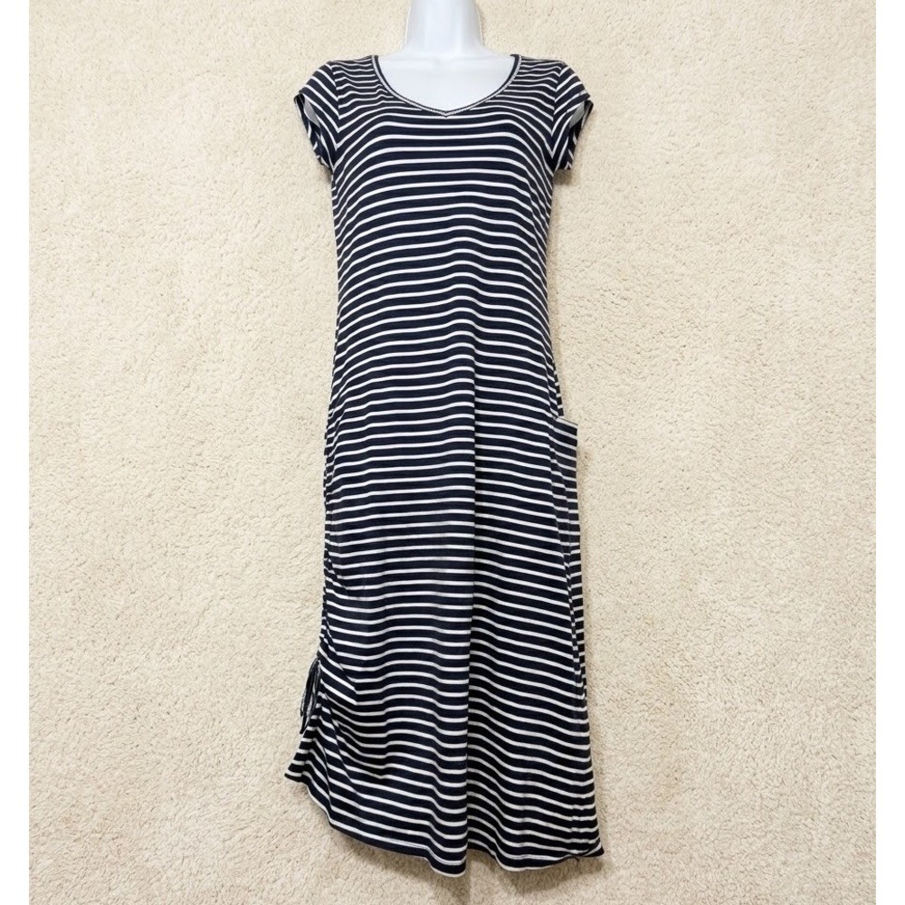 Toad & Co Muse Dress Organic Cotton Knit Jersey Midi Cap Sleeve V-Neck Womens XS